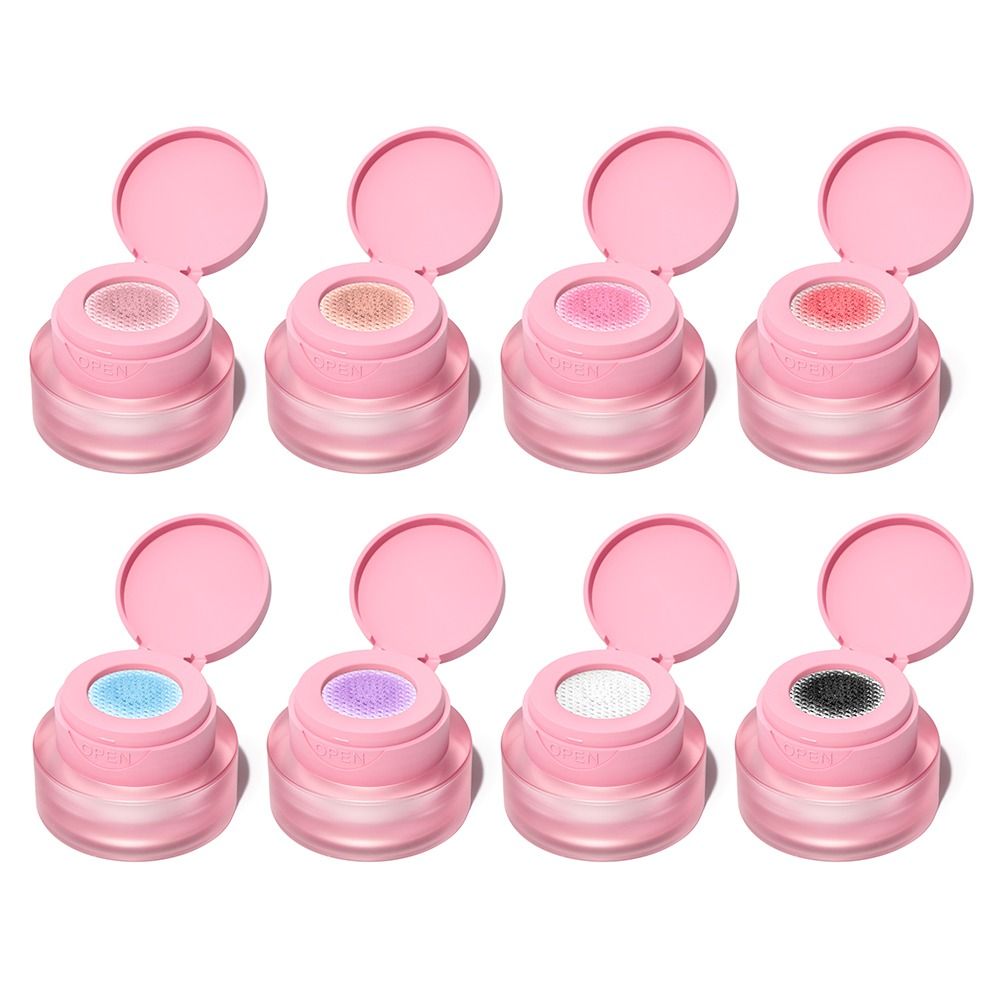 Acht geöffnete rosa Pinx TapTap Design-Gel-Dosen; Produktbezug: Gellack Pinx TapTap Baby Boomer Iconic White 2 g, hochpigmentiertes weißes Gel für Baby Boomer, Ombré und präzise Tapping-Nailart.