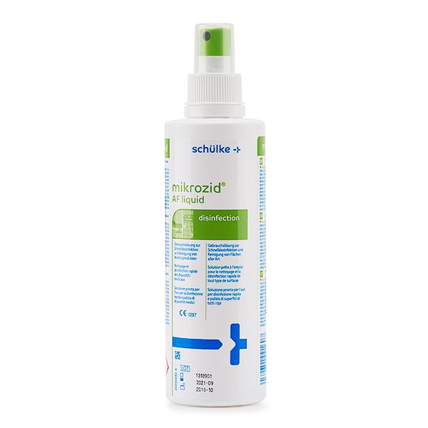 Desinfektionsmittel mikrozid® AF liquid von schülke in einer handlichen Sprayflasche