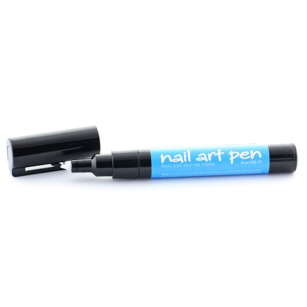 Nail Art Pen in Blau mit schwarzem Deckel für kreative Nailart