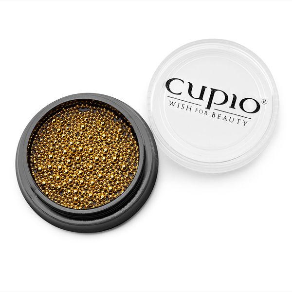 Dose mit goldenen Designperlen von Cupio für Nagelkunst