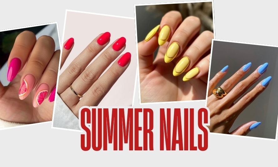 Vielfalt an Sommer-Nägeln mit bunten Farben und kreativen Mustern