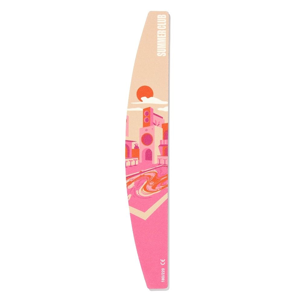 Nagelfeile mit Sommerclub-Motiv in Pink und bunten Farben