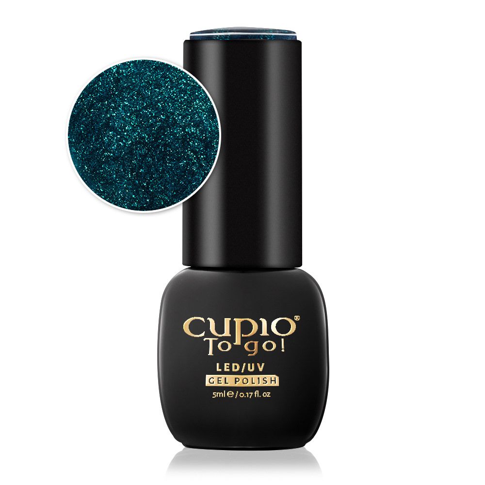 Flasche mit Cupio To Go LED/UV Gel Polish in einem schimmernden Teal-Ton