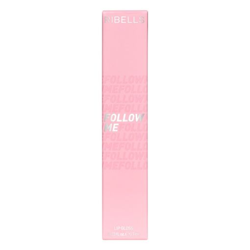 Verpackung des Ribells Follow Me Lip Gloss in zartem Rosa mit glänzenden Akzenten.