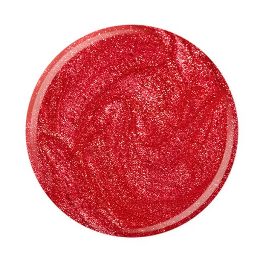 Runder Tiegel mit rotem Glitzer-Nagellack