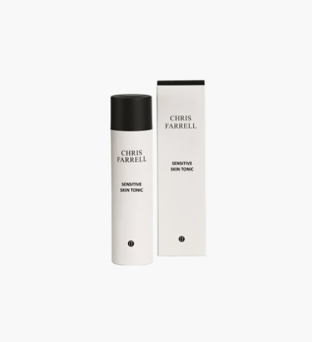 Chris Farrell Sensitive Skin Tonic Flasche und Verpackung auf weißem Hintergrund
