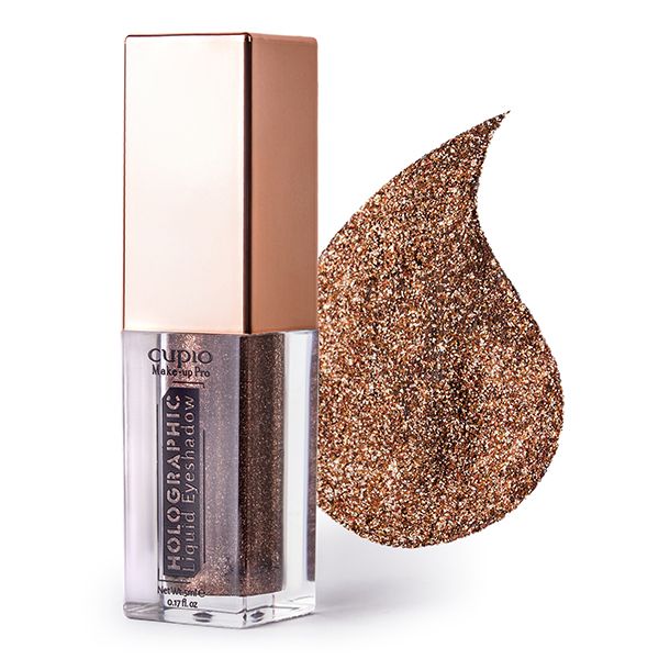 Holographischer flüssiger Lidschatten mit Glitzer in Bronze-Farbe von Cupio