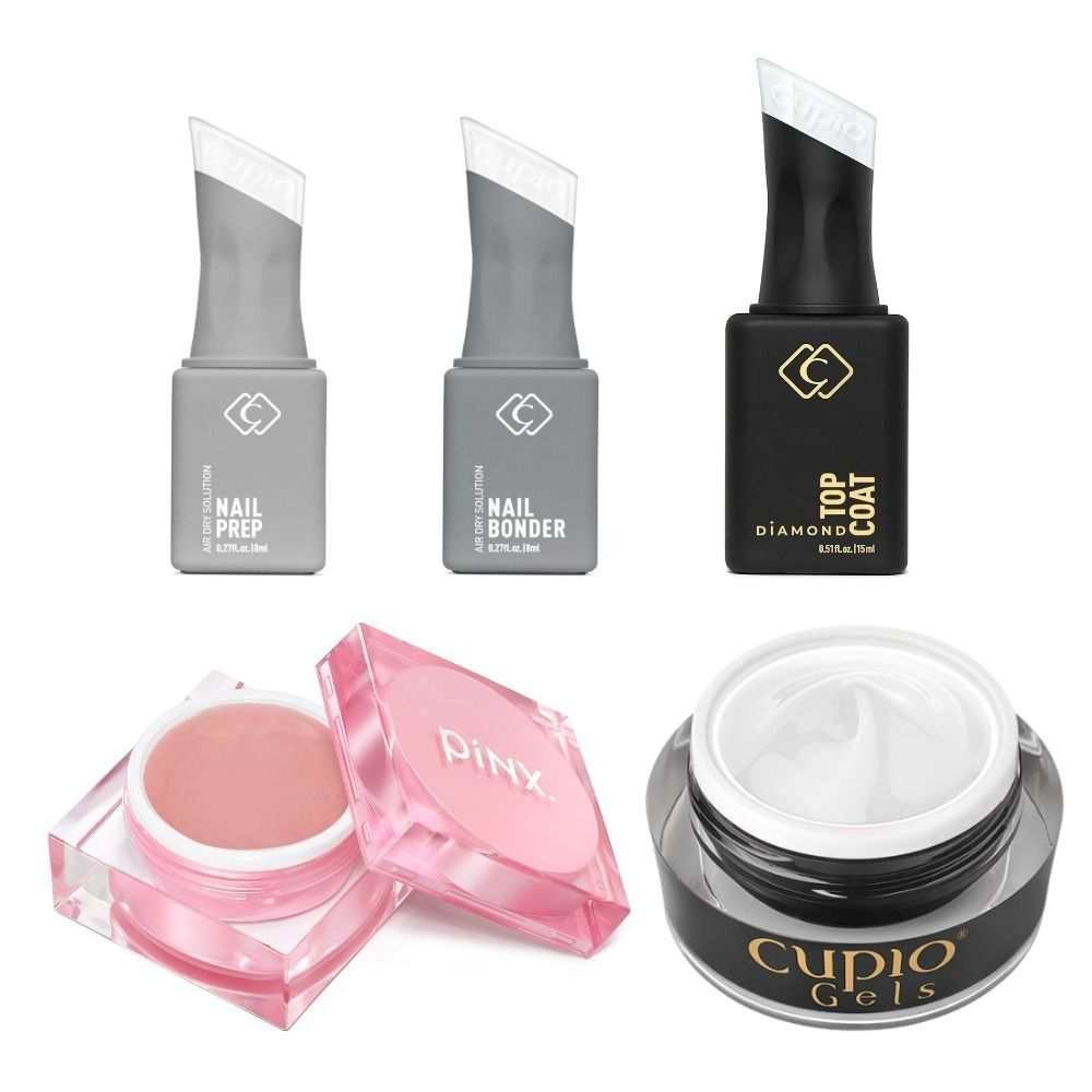 Cupio Nagelgel Set mit Nail Prep, Bonder, Top Coat und Gelen